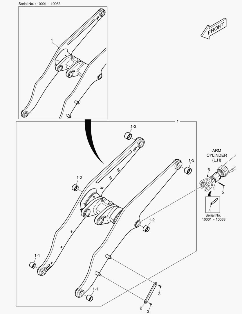 Схема РУКОЯТЬ ПОГРУЗЧИКА - ДЛИННАЯ СТРЕЛА
