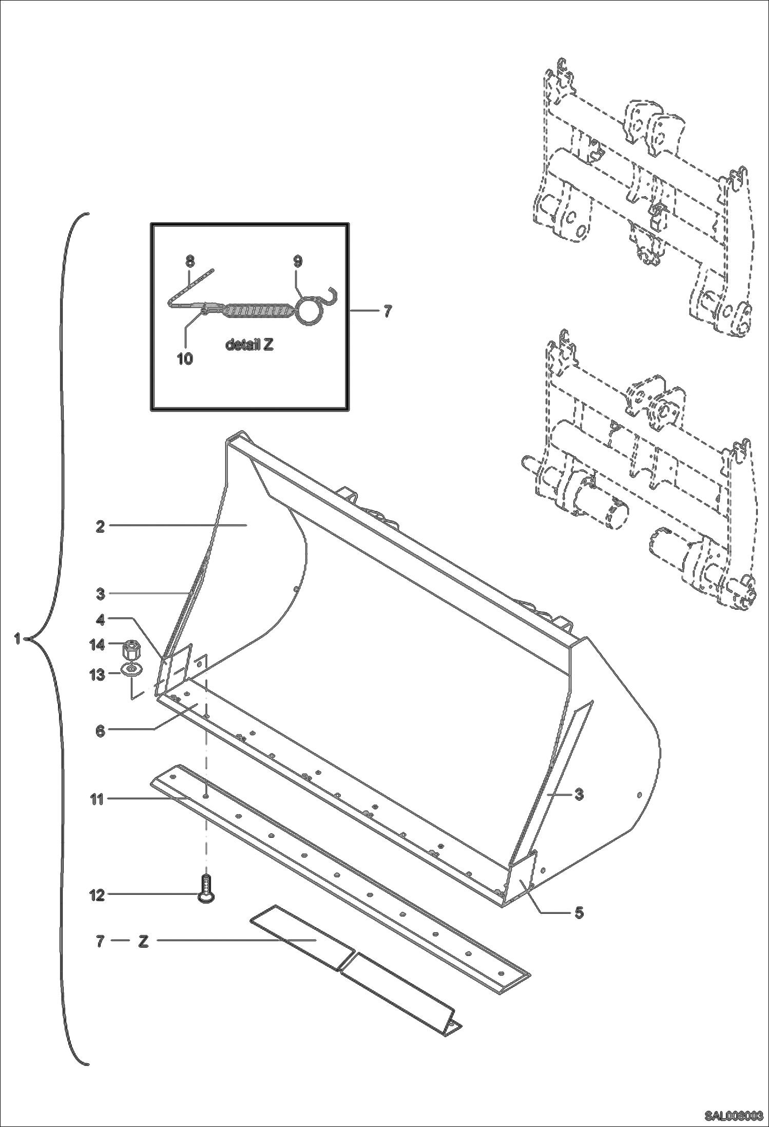 КОВШ ДЛЯ ЛЕГКИХ МАТЕРИАЛОВ 1700 ММ 0,80CBM