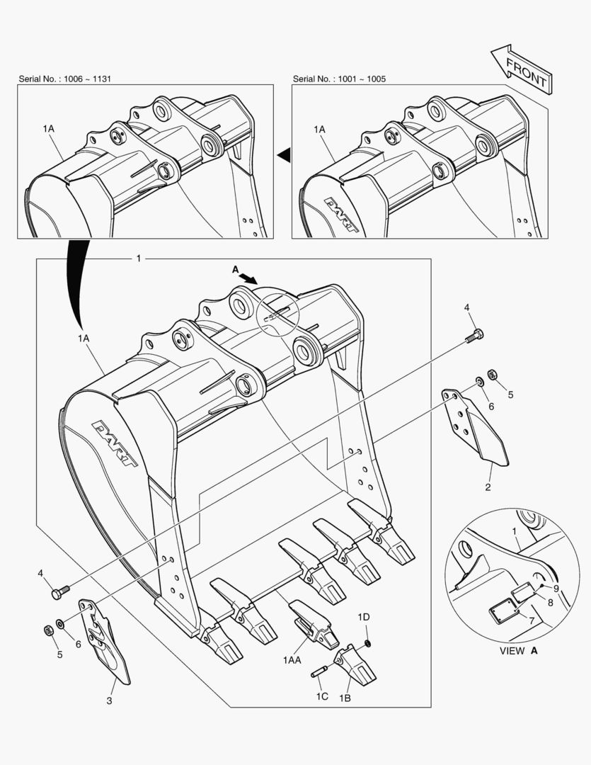 7020 BUCKET ASS`Y - 1.32mВі(57`) - SIDE PIN
