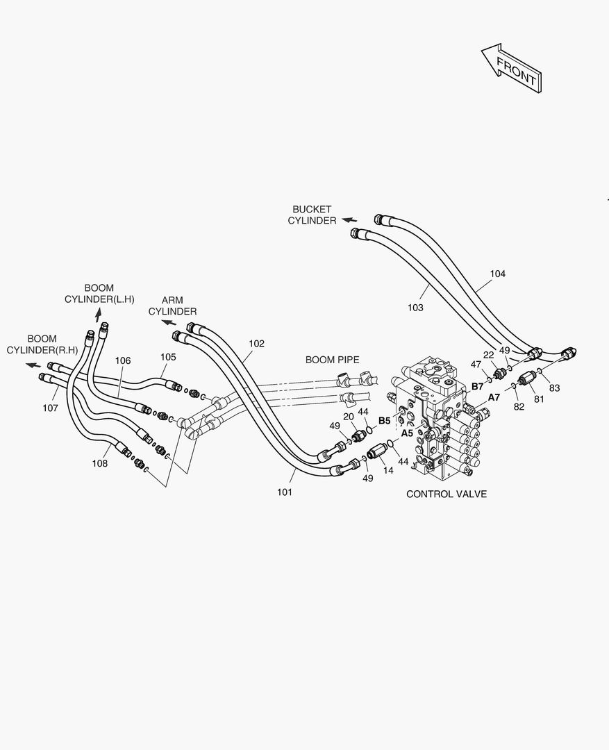 1280 MAIN PIPING(4) - ARM & BUCKET