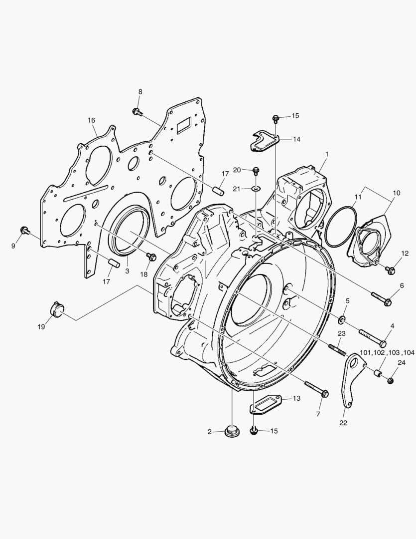 008 FLYWHEEL HOUSING,TIMING GEAR PLATE