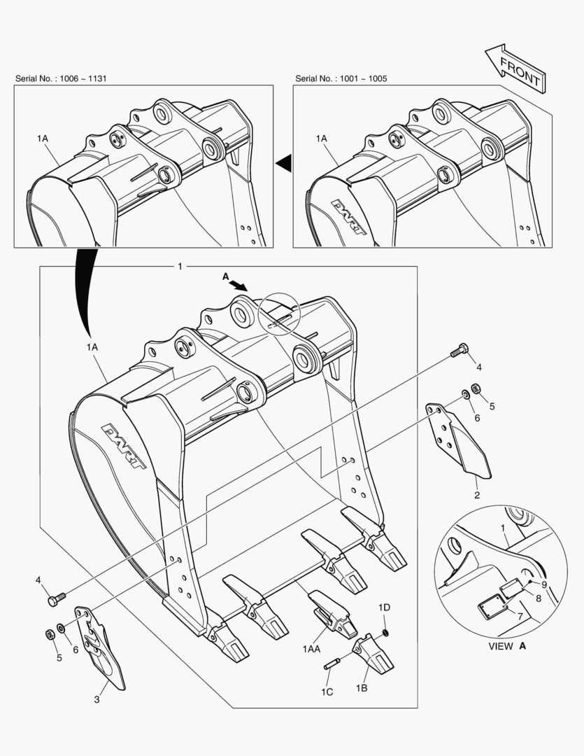 7010 BUCKET ASS`Y - 1.24mВі(54`) - SIDE PIN