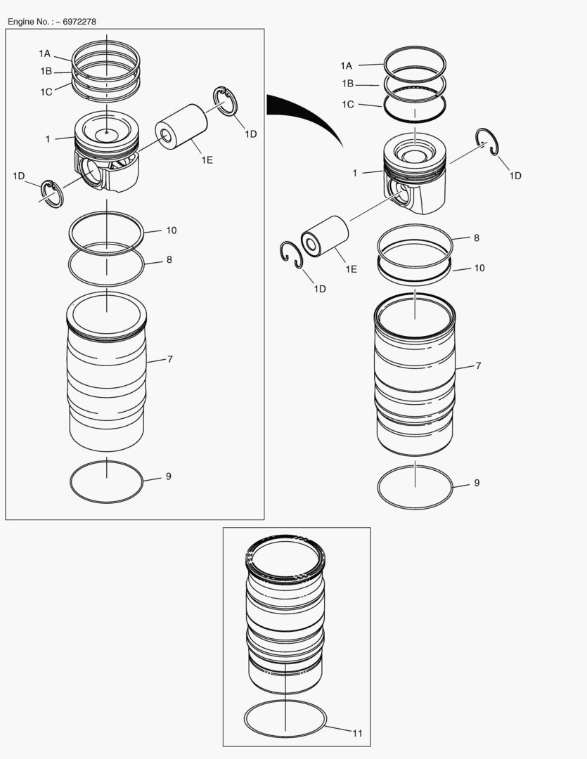 Схема G010-290 REPAIR KIT; PISTON AND CYLINDER