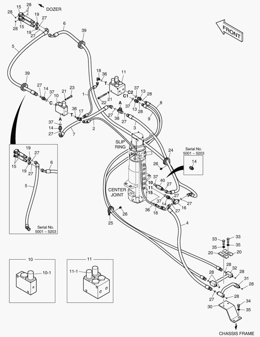 2200 FRONT DOZER & REAR OUTRIGGER PIPING