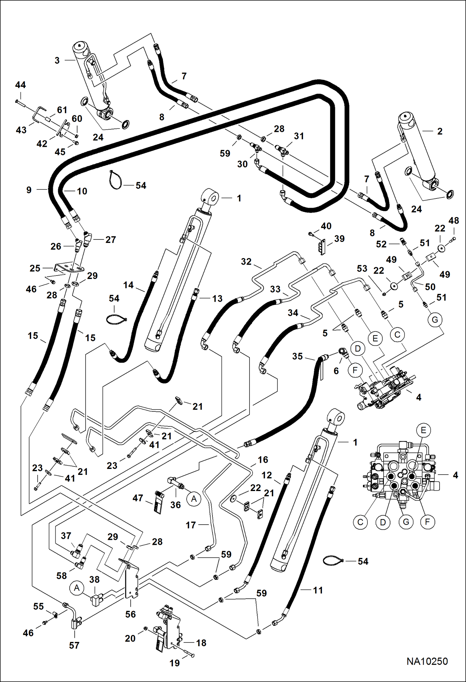 СХЕМА ГИДРАВЛИЧЕСКОЙ СИСТЕМЫ (БЕЗ СОЕДИНИТЕЛЬНОЙ ПАНЕЛИ ОБВОДНОГО КЛАПАНА)