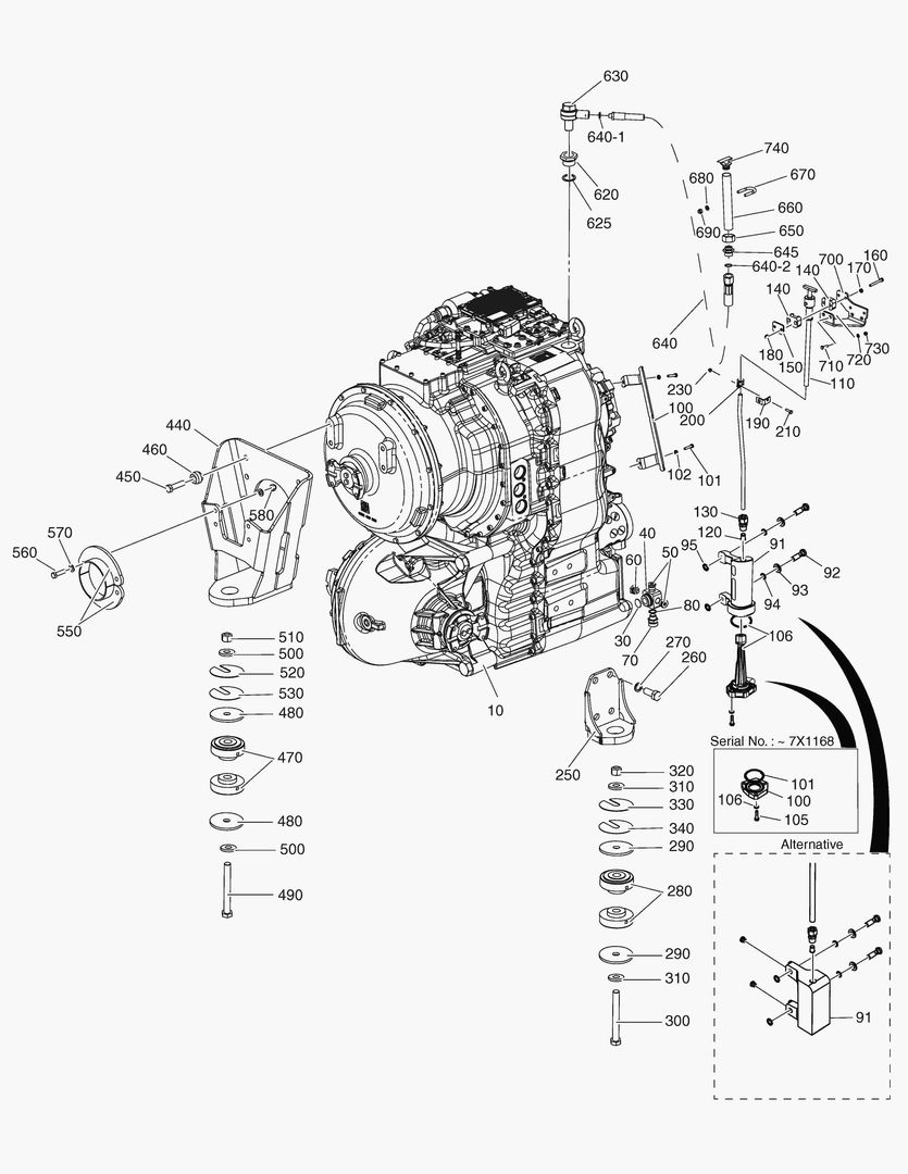 G070-10 TRANSMISSION SUSPENSION AND OIL DIPSTICK