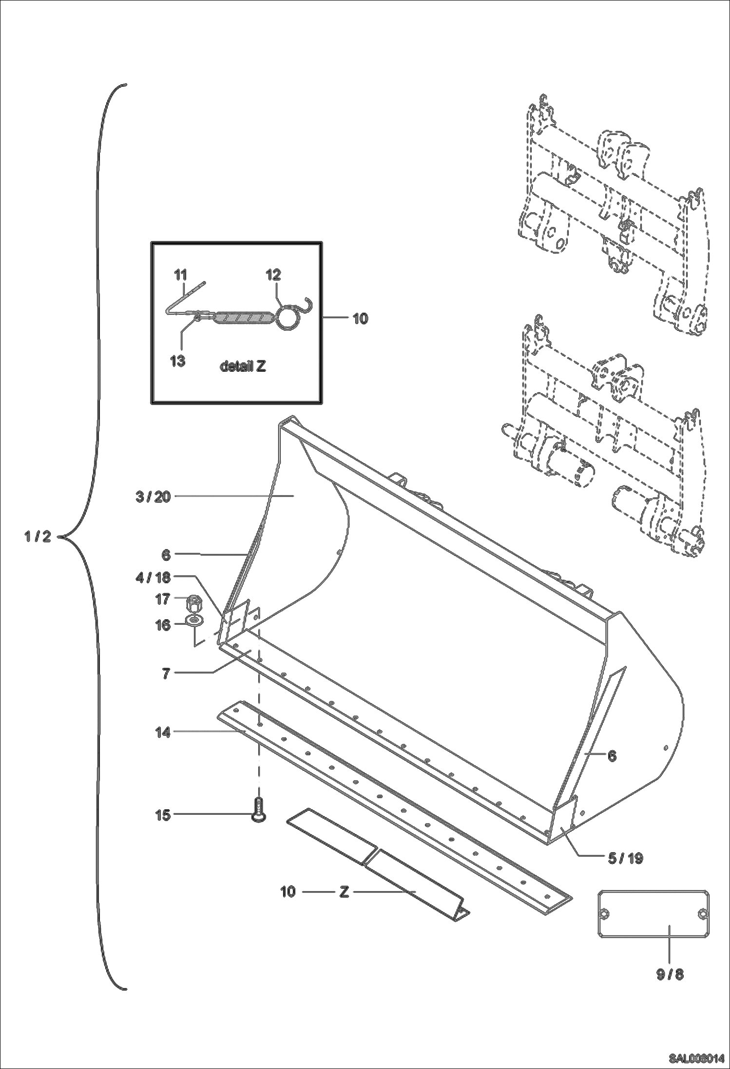 КОВШ ДЛЯ ЛЕГКИХ МАТЕРИАЛОВ 195 ММ 1,20CBM + 1,35CBM