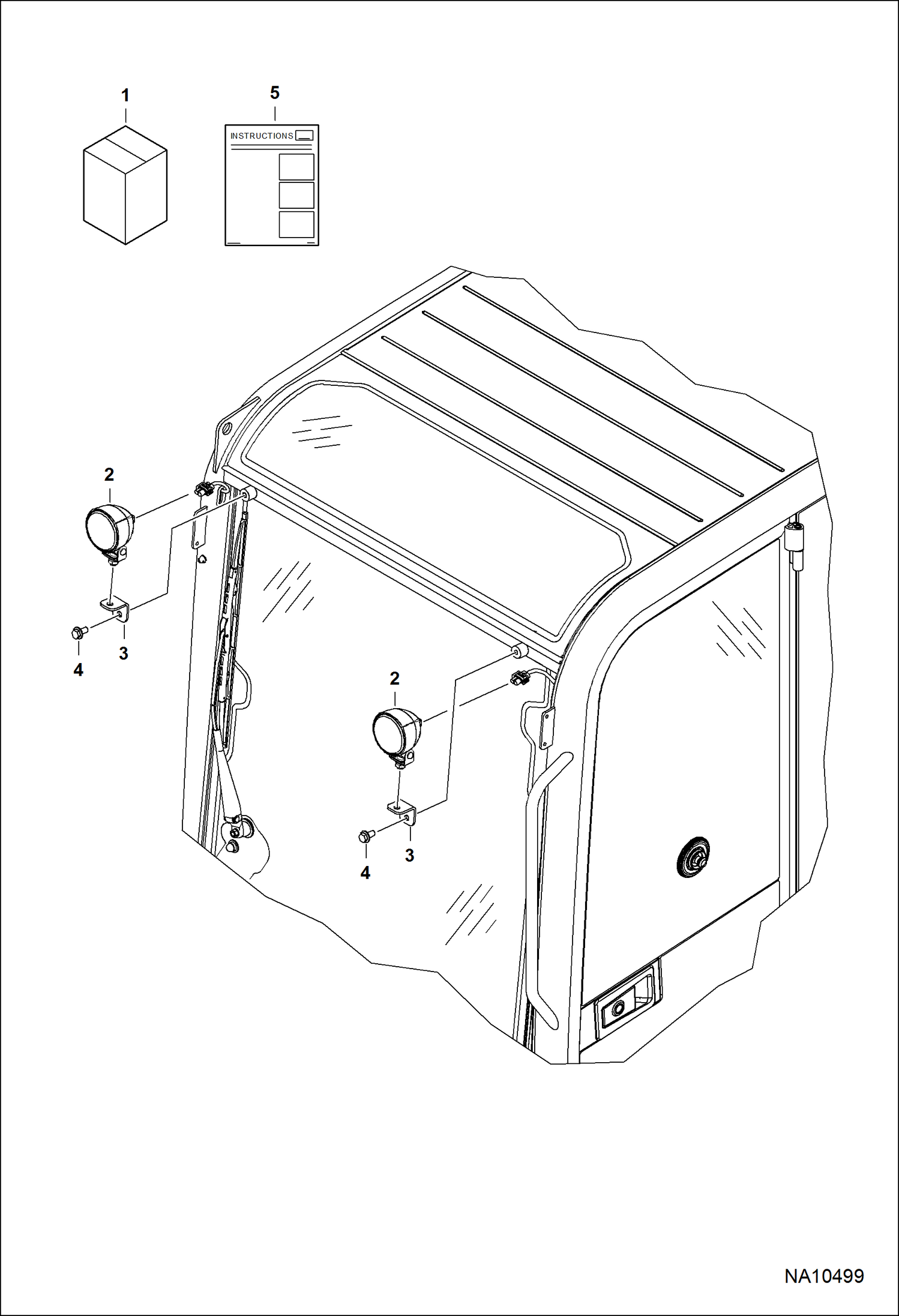 Схема КОМПЛЕКТ ДЕТАЛЕЙ РАБОЧЕГО ОСВЕЩЕНИЯ (КАБИНА) (ФРОНТАЛЬНЫЕ)