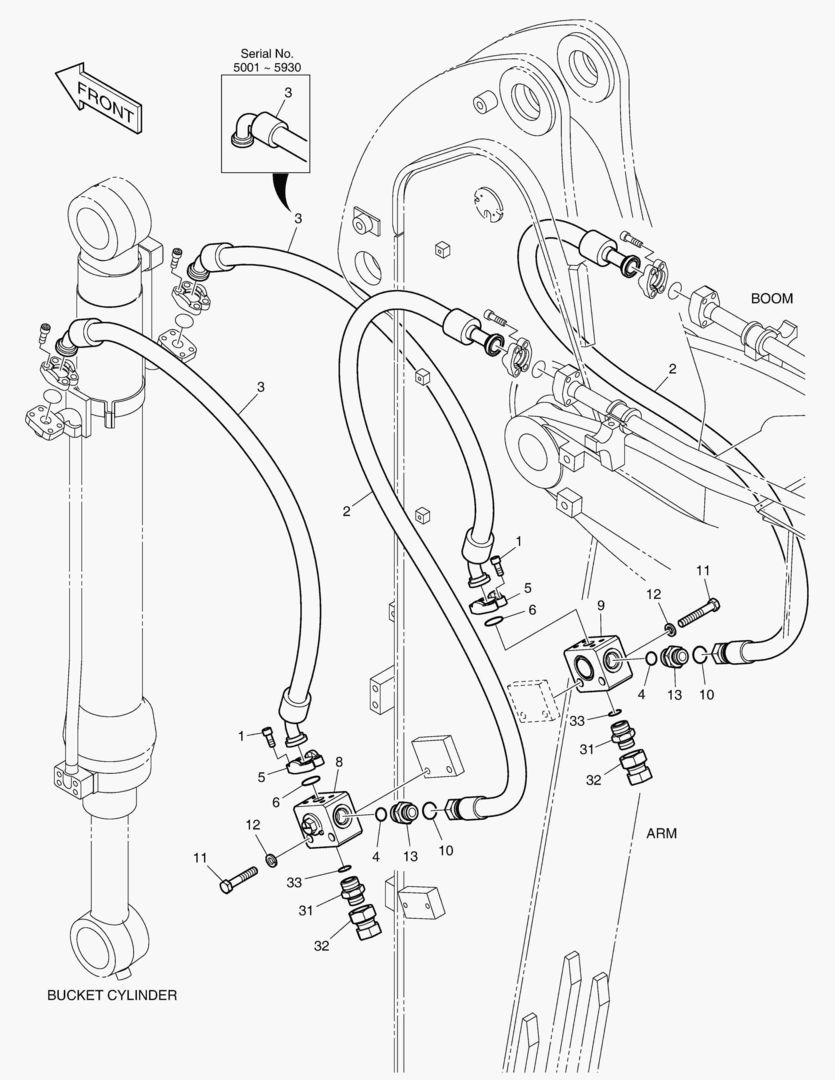 ГИДРОСИСТЕМА РУКОЯТИ - ГРЕЙФЕРНЫЙ КОВШ(РУКОЯТЬ 2.1 м)