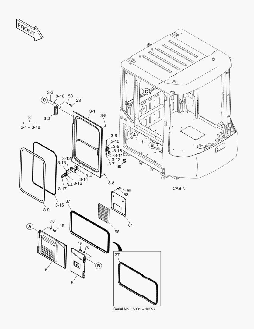 КАБИНА(4) - ДВЕРЬ В СБОРЕ(ПРАВОСТОРОННИЙ)