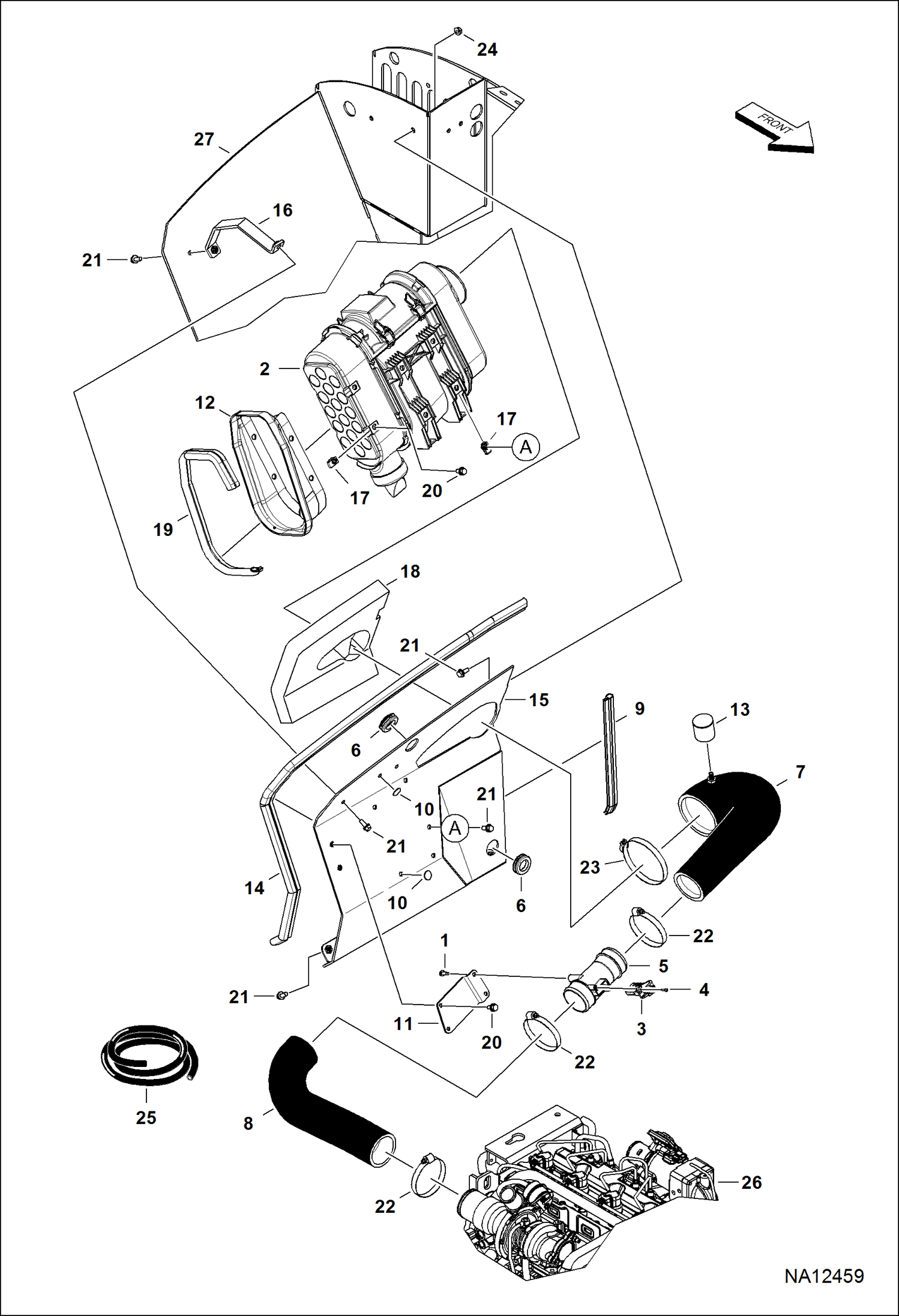 ДВИГАТЕЛЬ И КРЕПЕЖНЫЕ ДЕТАЛИ (ВОЗДУХОЗАБОРНИК)