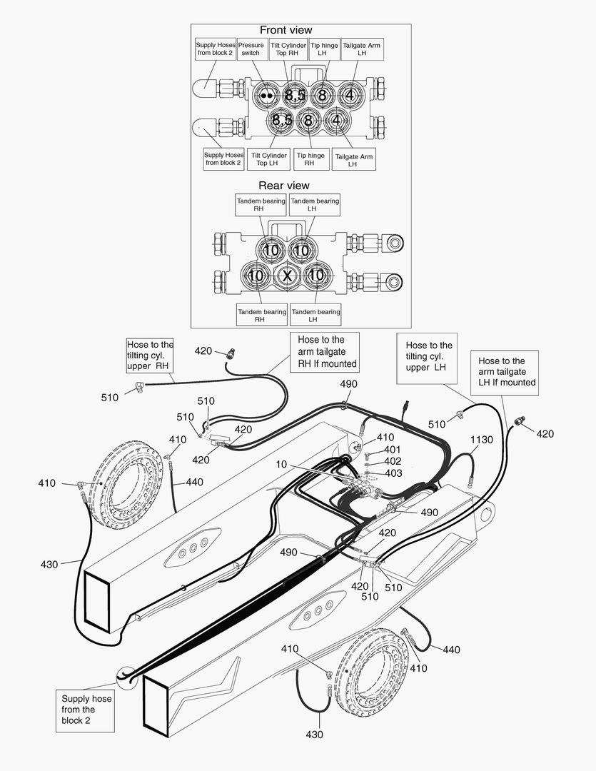 G490-90 CENTRAL LUBRICATION, MOUNTING PARTS REAR FRAME