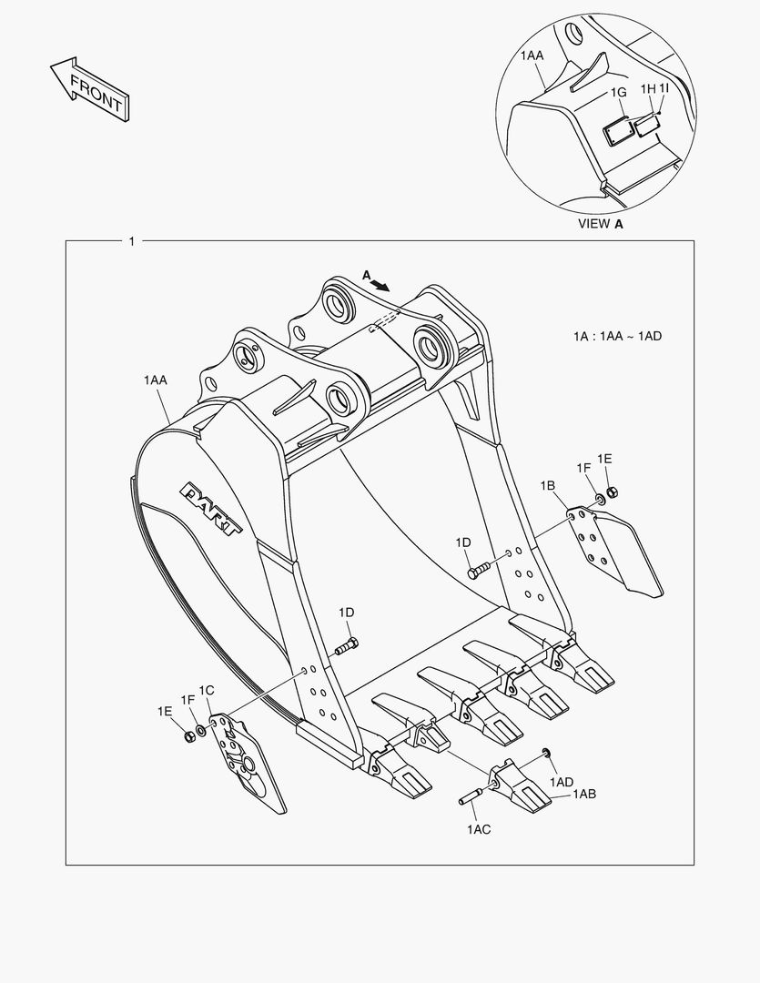 6701 BUCKET ASS`Y - 1.27mВі(48`) - SIDE PIN [7252~7801]