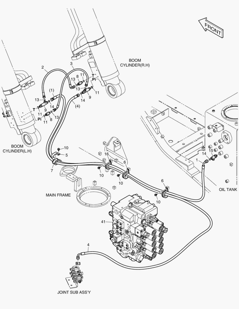 ТРУБОПРОВОД СЕРВОУПРАВЛЕНИЯ-ГИДРОЗАМОК СТРЕЛЫ
