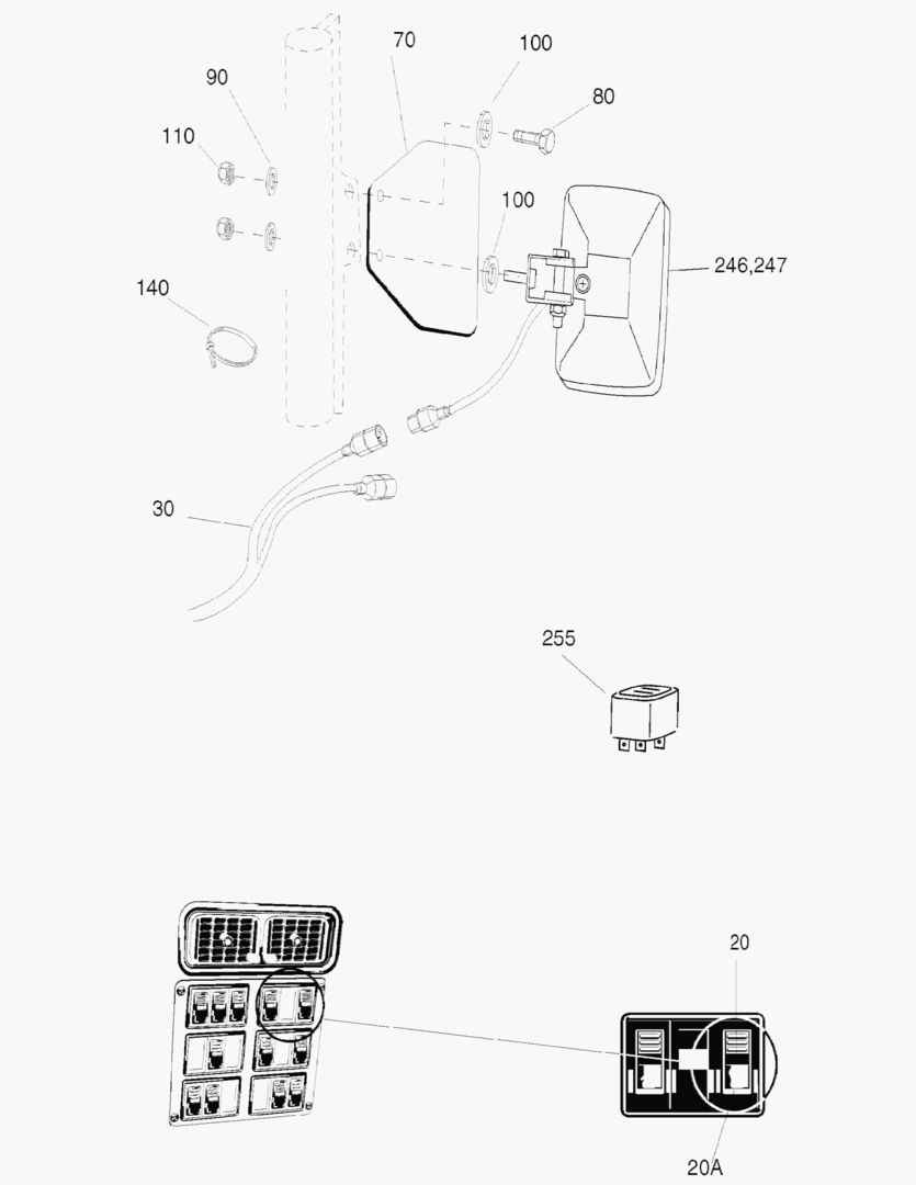 Спецтехника G500-64 WORKING LIGHT; MIRROR ARM [~710781]