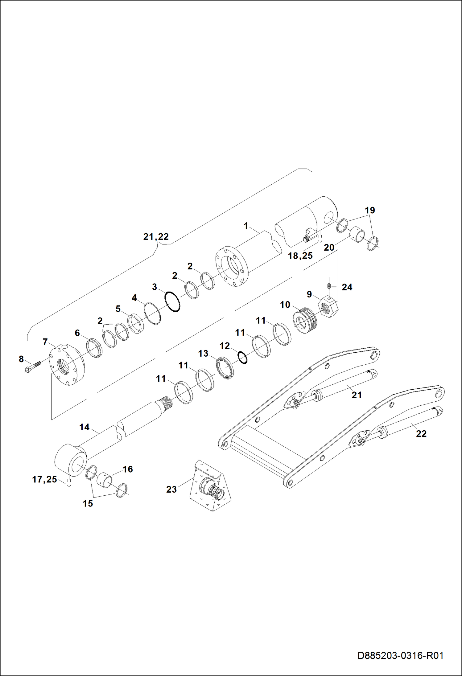 Схема ГИДРОЦИЛИНДР ПОДЪЕМА (ДЛЯ 20-- ОБОД КОЛЕСА)