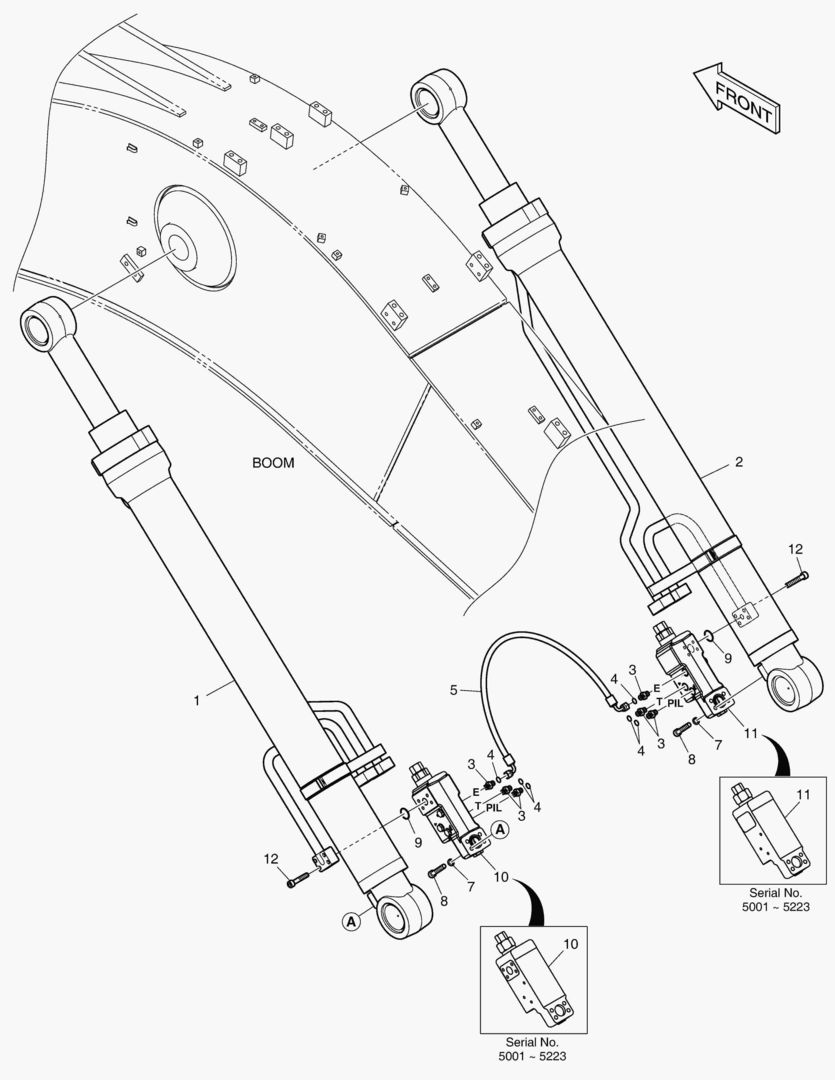 Схема ГИДРОСИСТЕМА СТРЕЛЫ - СТРЕЛА 5.6 м(ГИДРОЗАМОКА)