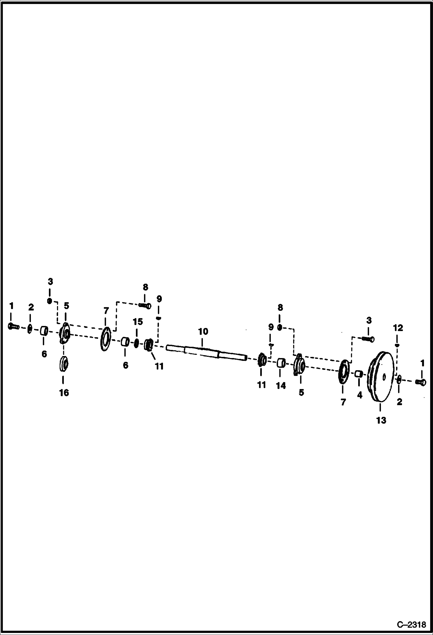 ВЕРХНИЙ ПЕРЕДАТОЧНЫЙ ВАЛ (СЕРИЙНЫЙ НОМЕР 11323 И НИЖЕ)