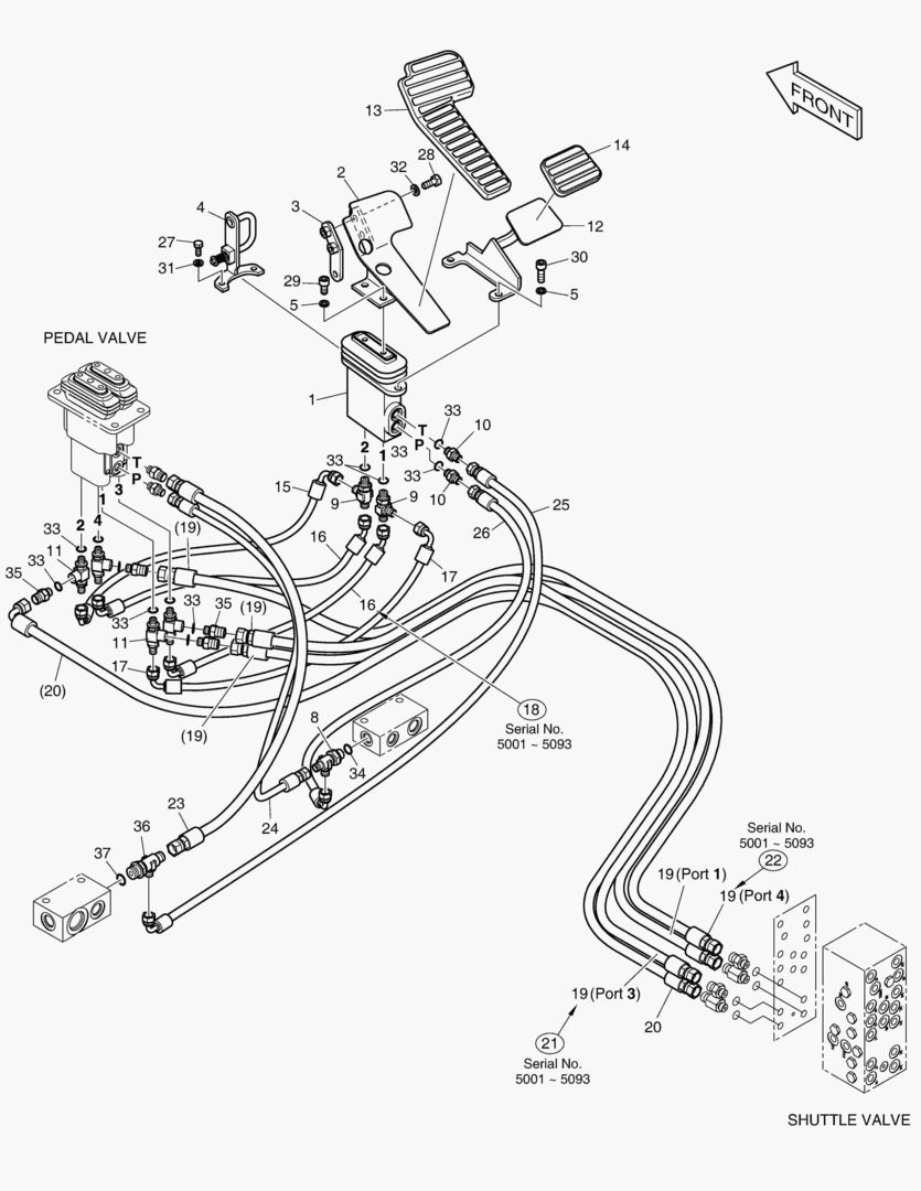 Схема ТРУБОПРОВОД СЕРВОУПРАВЛЕНИЯ - ПРЯМОЙ ВАЛ ХОДА