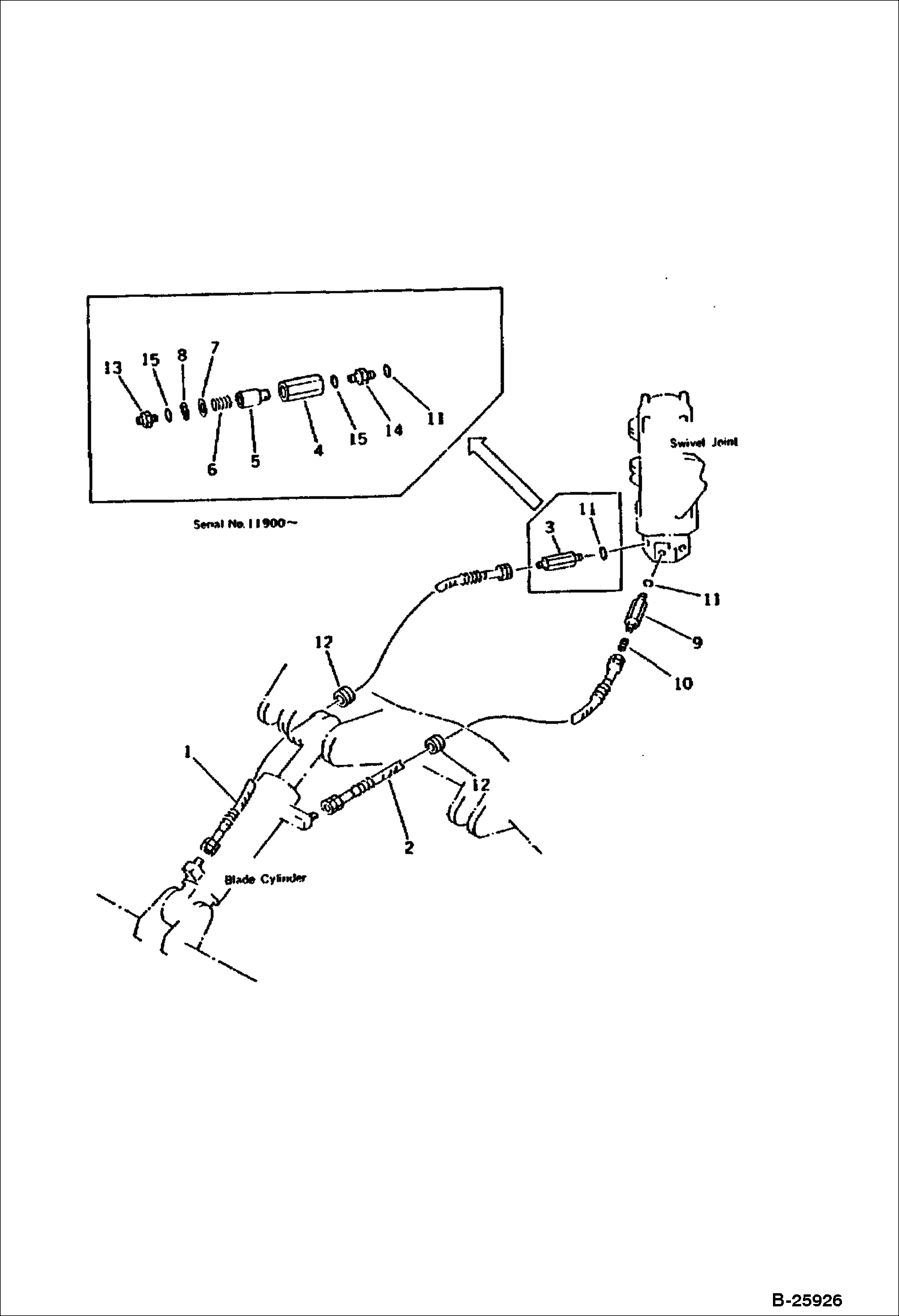 ТРУБОПРОВОД ГИДРАВЛИЧЕСКОЙ СИСТЕМЫ (ТРУБОПРОВОД ЦИЛИНДРОВ ОТВАЛА) (СО СТОРОНЫ КРЕПЛЕНИЯ)