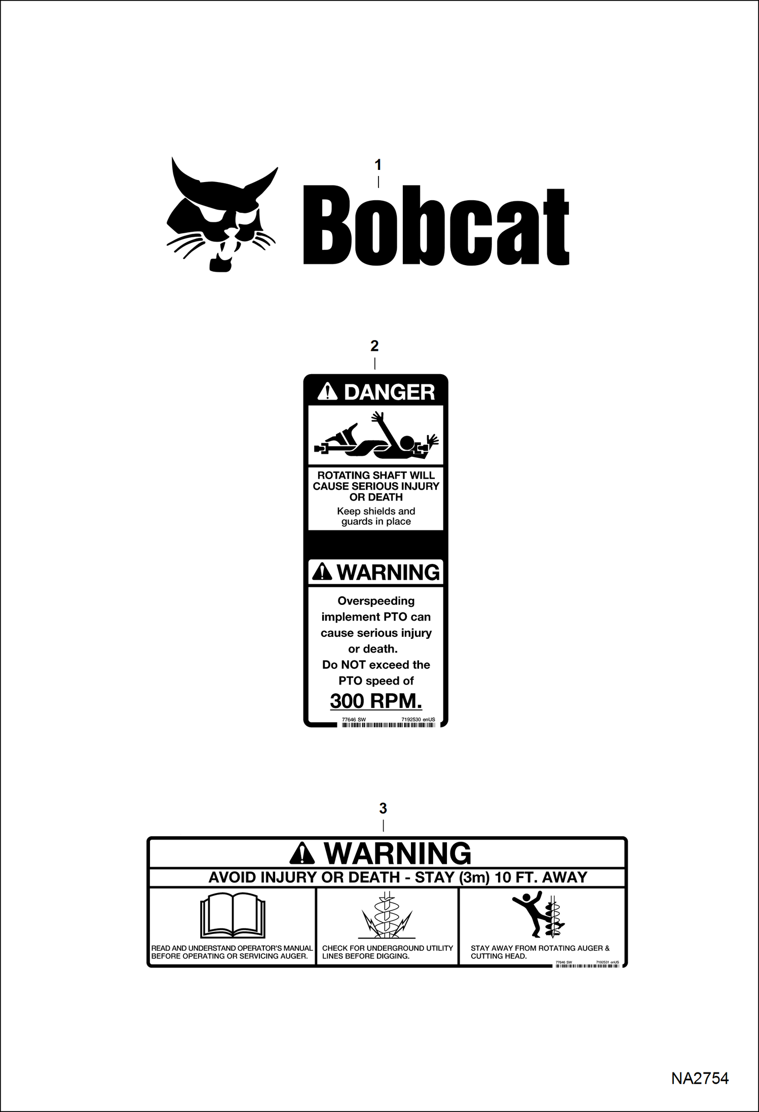 БУР ГИДРАВЛИЧЕСКИЙ (ПРЕДУПРЕЖДАЮЩИЕ ТАБЛИЧКИ) (3PTA AMJS)