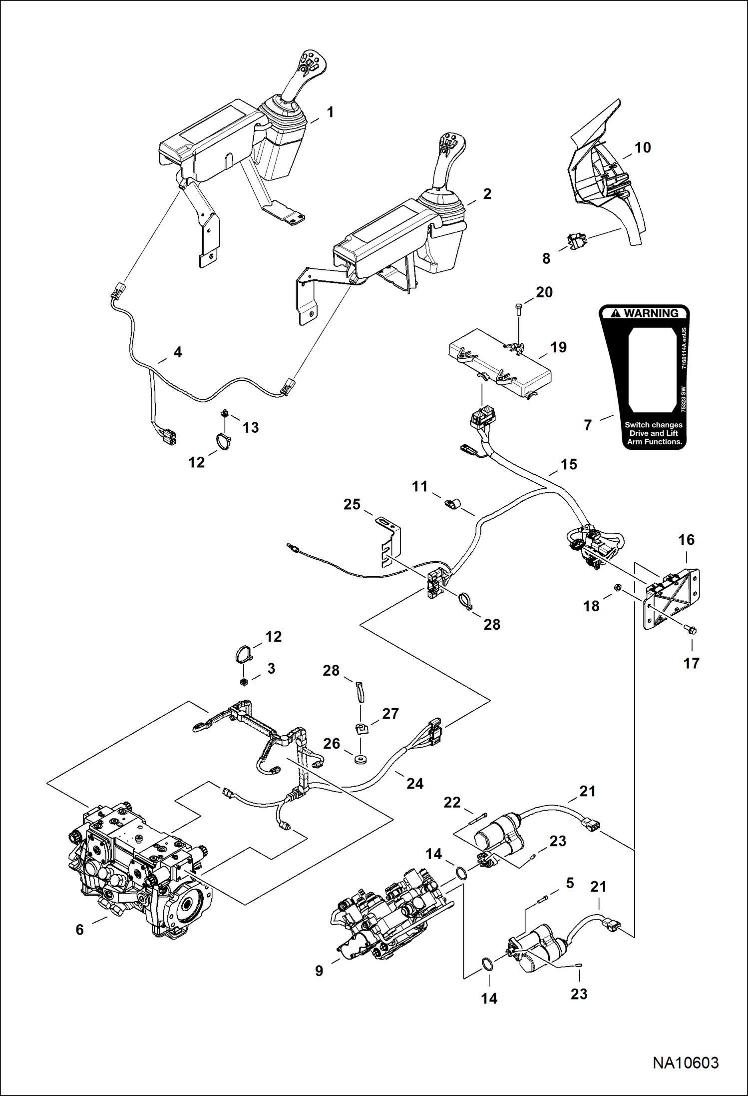 Схема ЭЛЕКТРИЧЕСКОЕ УПРАВЛЕНИЕ (Управление с джойстиков)