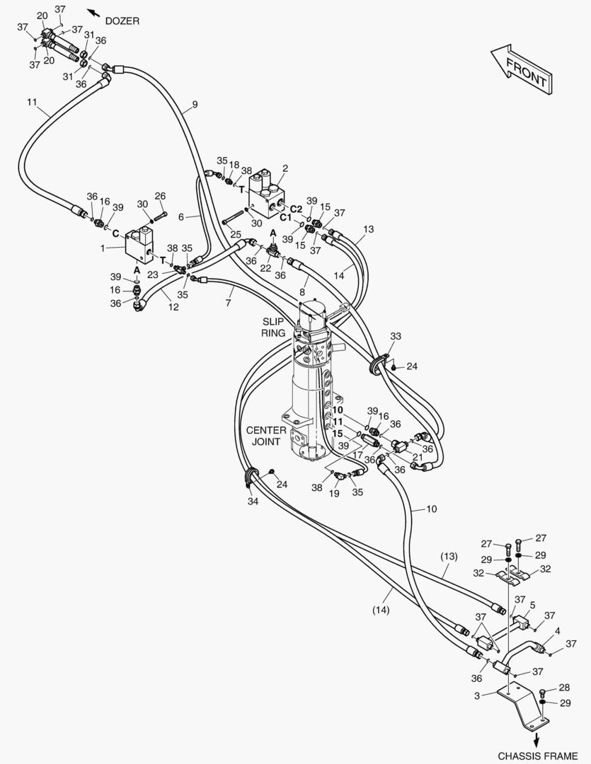 2210 FRONT DOZER & REAR OUTRI. PIPING(INDE)