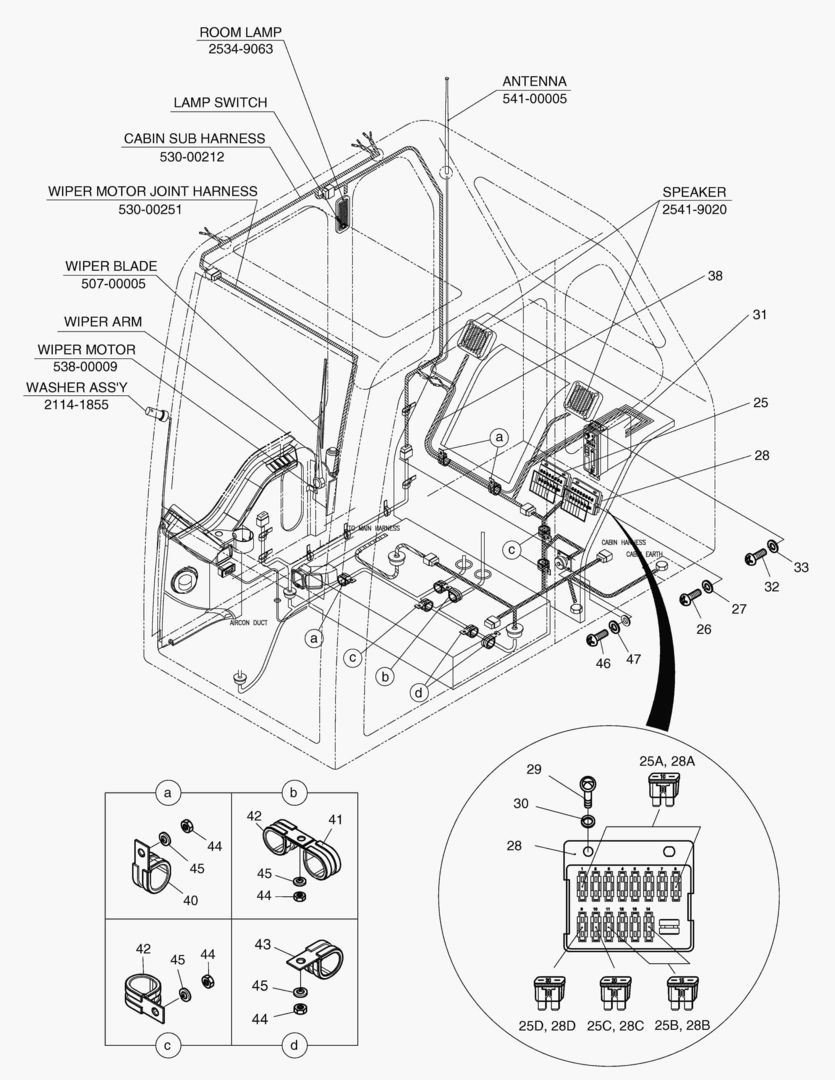 Схема ЭЛЕКТРИЧЕСКИЕ ЗАПЧАСТИ(4)-КАБИНА