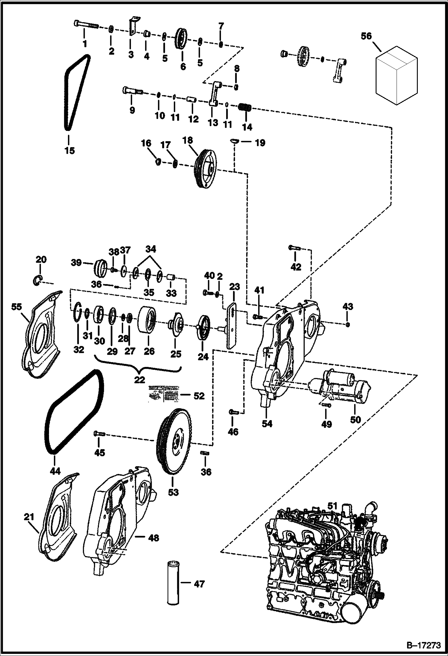 ДВИГАТЕЛЬ И КРЕПЕЖНЫЕ ДЕТАЛИ (СИСТЕМА РЕМНЕЙ ПРИВОДА)