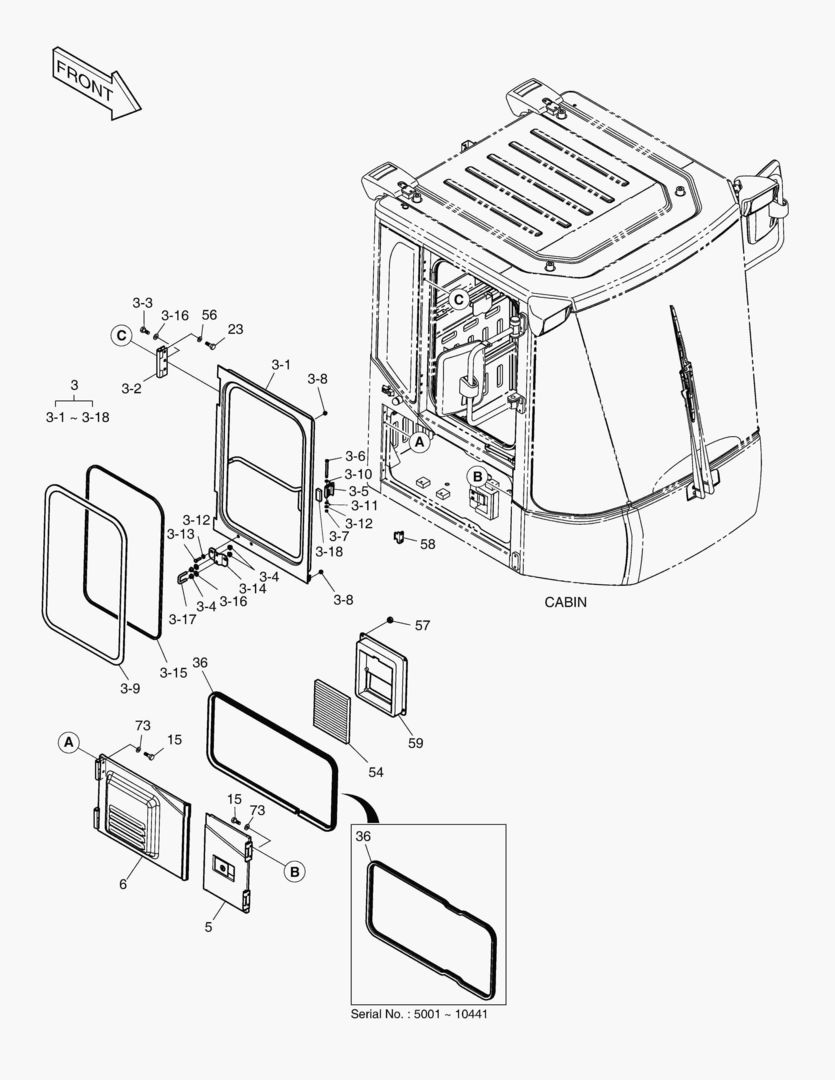 КАБИНА(4) - ДВЕРЬ В СБОРЕ(ПРАВОСТОРОННИЙ)