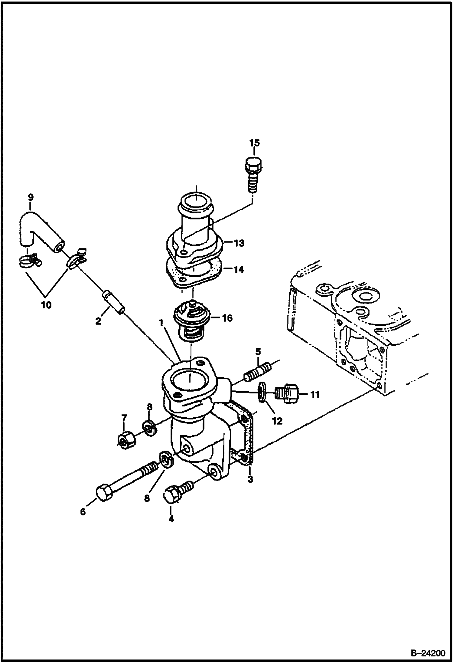 ВОДЯНОЙ ФЛАНЕЦ И ТЕРМОСТАТ (TIER I) (СЕРИЙНЫЙ НОМЕР 5727 11001 И ВЫШЕ)