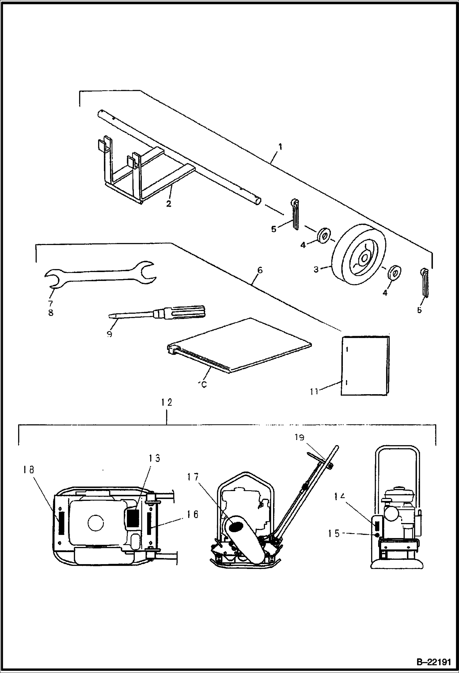 ПРИЦЕП ДЛЯ ПЕРЕВОЗКИ (ИНСТРУМЕНТЫ И ПРЕДУПРЕЖДАЮЩИЕ ТАБЛИЧКИ)