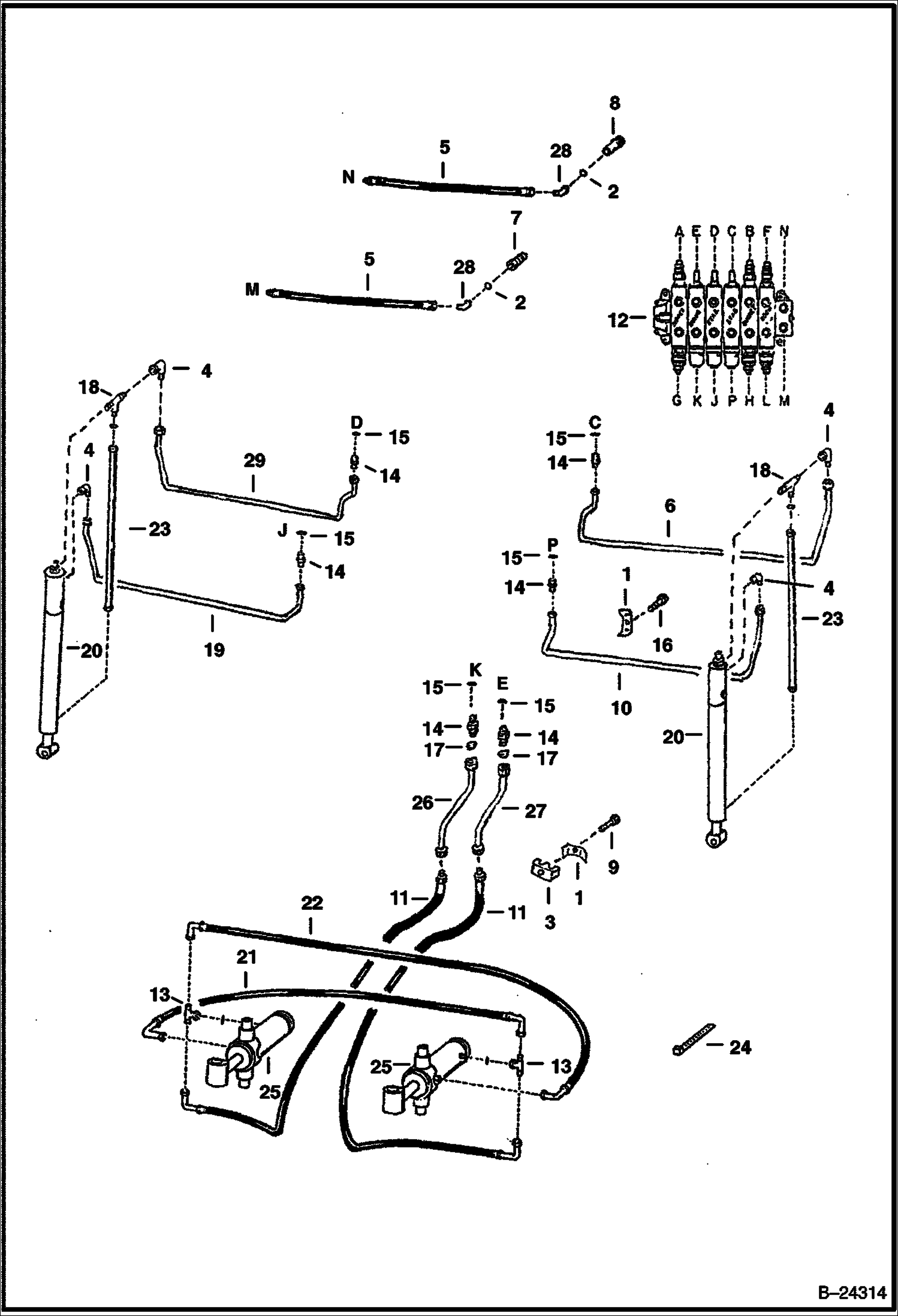 ГИДРОСИСТЕМА - РАМА ШАССИ (С ВСПОМОГАТЕЛЬНЫМИ) (232900101 И ВЫШЕ)