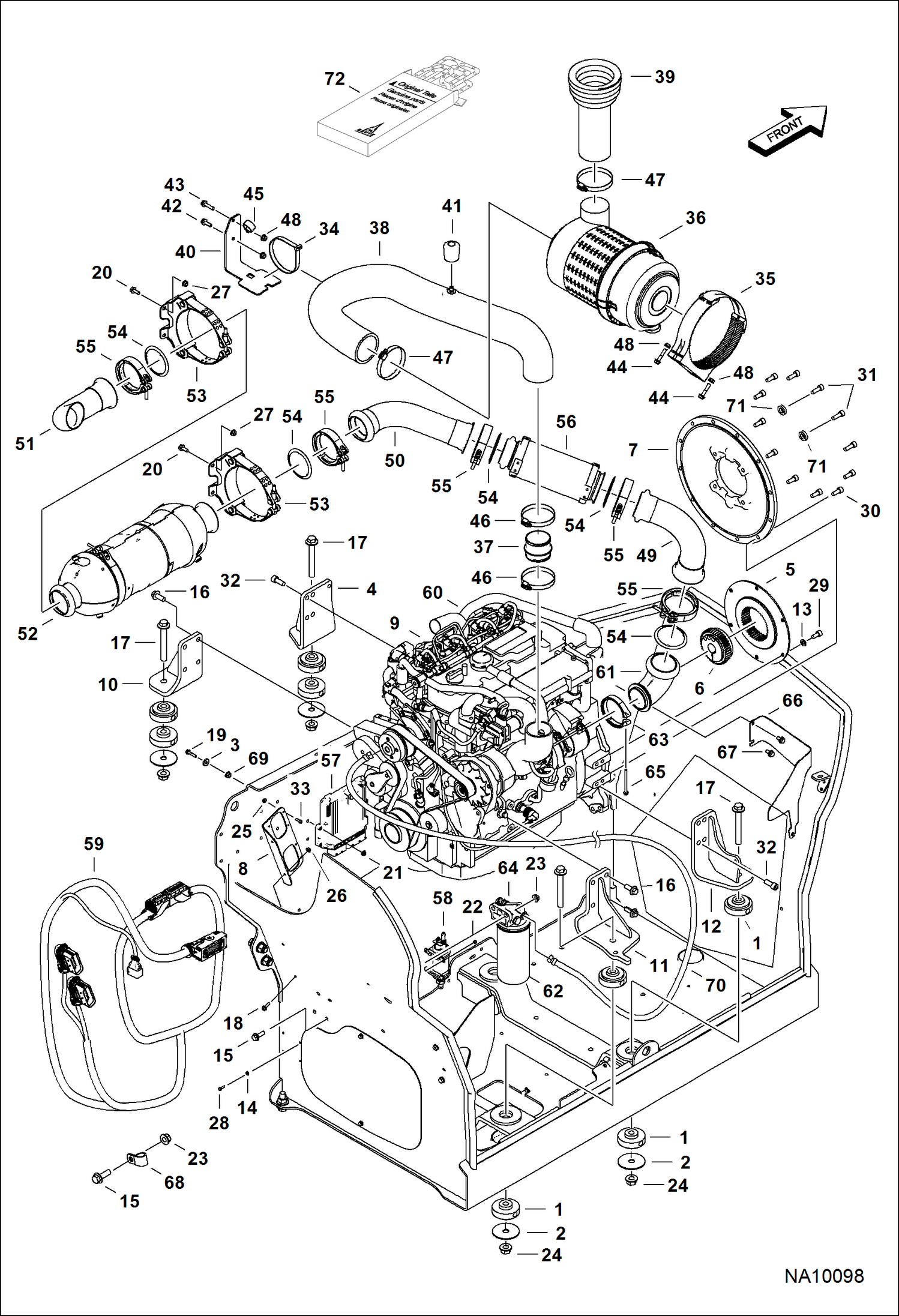 ДВИГАТЕЛЬ И КРЕПЕЖНЫЕ ДЕТАЛИ (КРЕПЛЕНИЕ ДВИГАТЕЛЯ И ВЫХЛОПНАЯ ТРУБА)