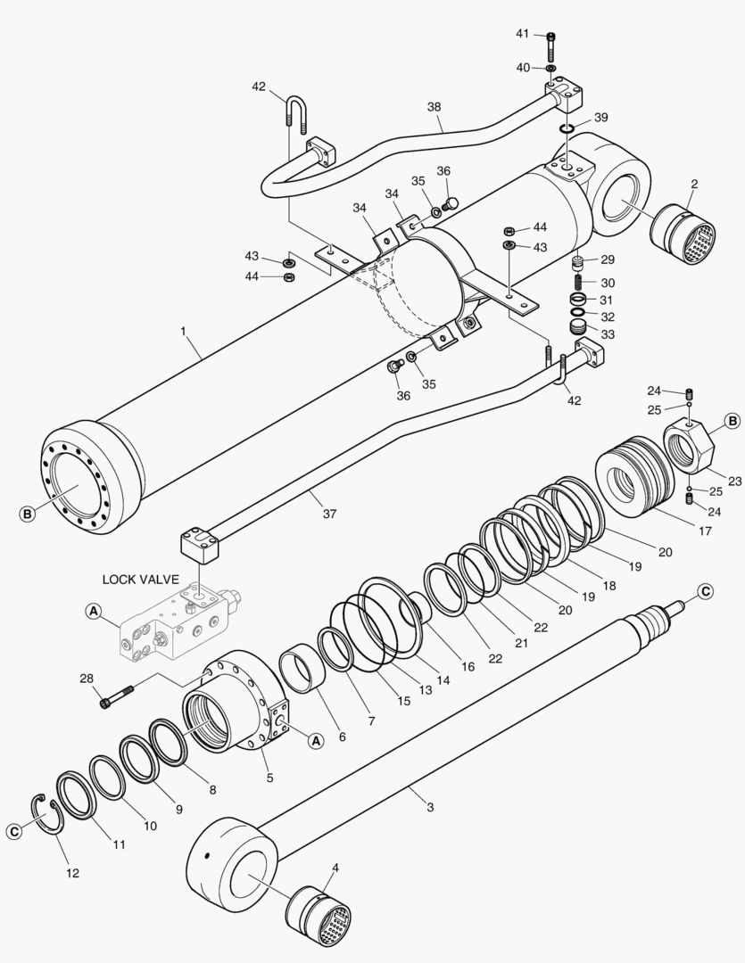 ЦИЛИНДР РУКОЯТИ - ШАРНИРНАЯ СТРЕЛА(ЗАМОК)