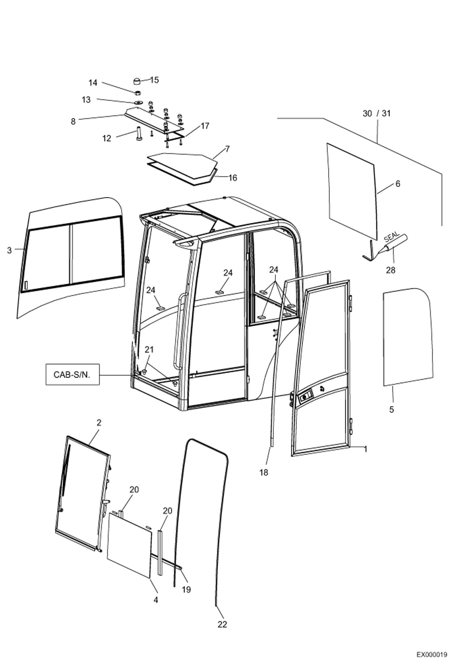 РАМКИ СТЕКОЛ КАБИНЫ - СЕРИЙНЫЙ НОМЕР 202.042.466 И ВЫШЕ