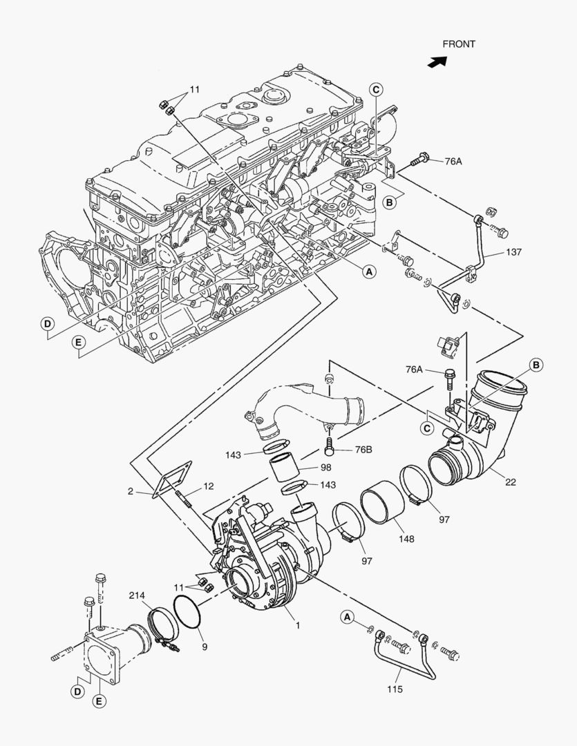 036 TURBO CHARGER & OIL PIPE