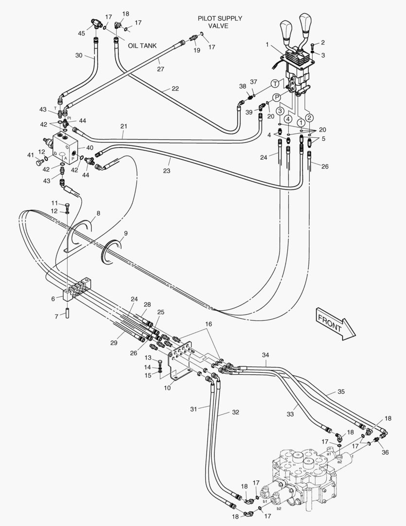 ТРУБОПРОВОД СЕРВОУПРАВЛЕНИЯ(2 РЫЧАГА-2 КАТУШКИ)