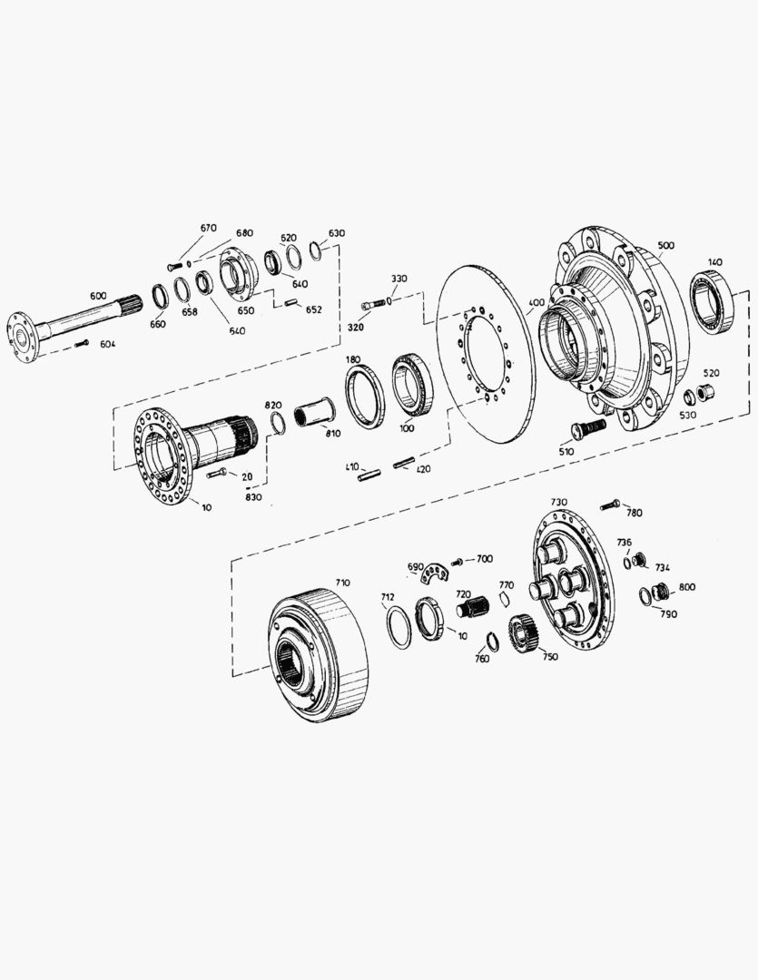 G031-1 HUB; FRONT AXLE