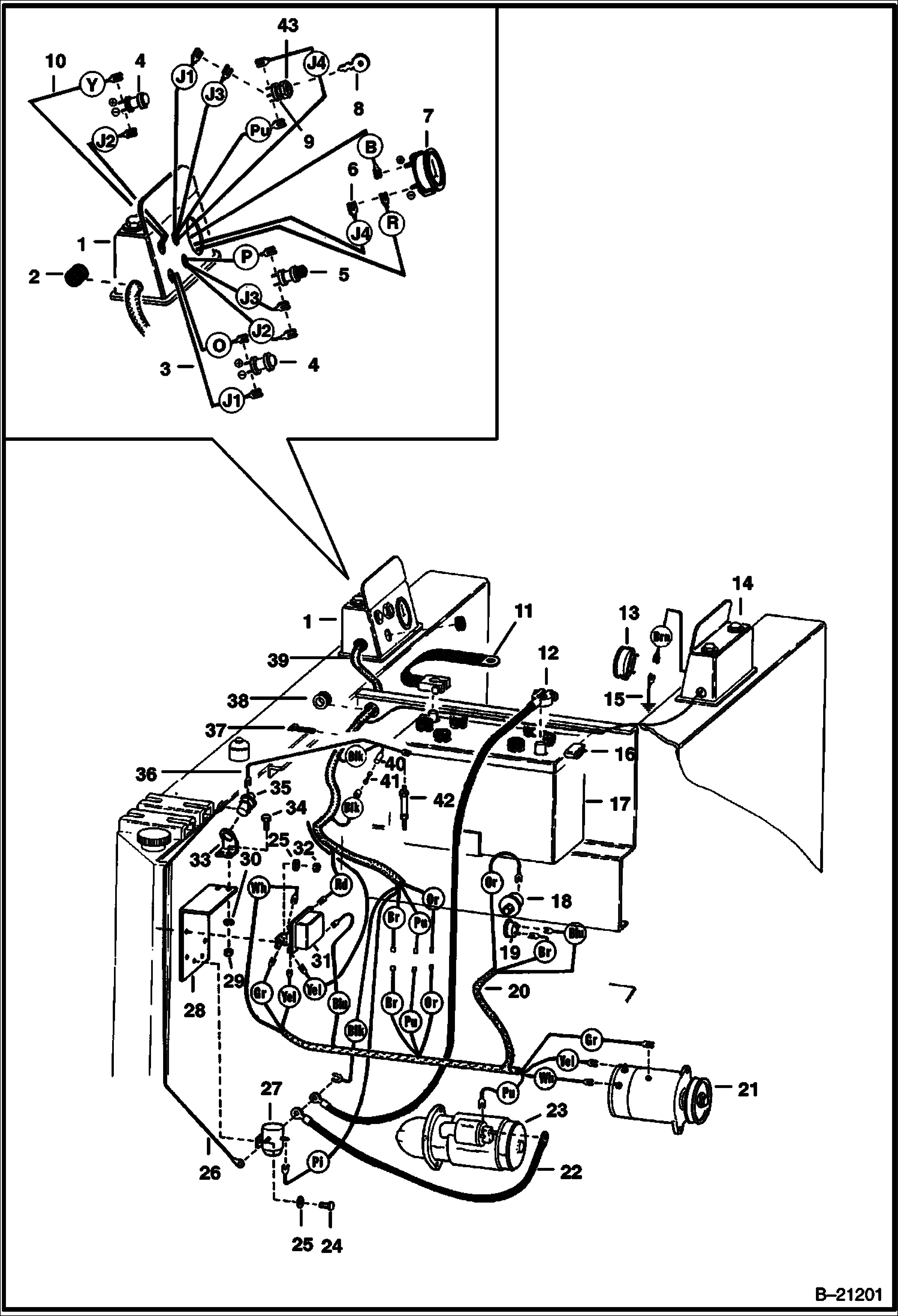 КОНТУР ЭЛЕКТРИЧЕСКОЙ ЦЕПИ РАМЫ ШАССИ M-500 DEUTZ ДИЗЕЛЬ