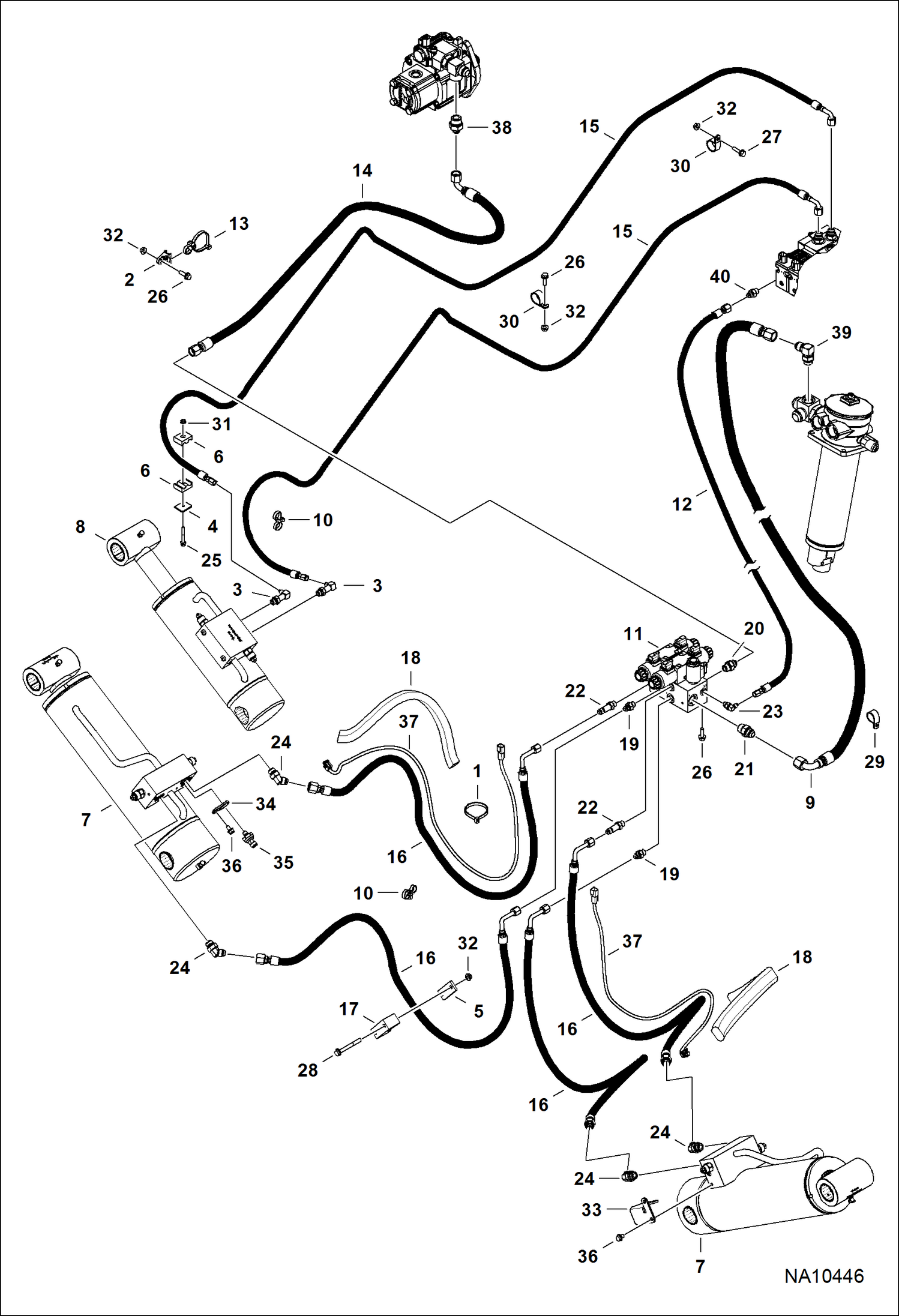 СХЕМА ГИДРАВЛИЧЕСКОЙ СИСТЕМЫ (СТАБИЛИЗАТОРЫ ВЫРАВНИВАНИЯ РАМЫ) (СЕРИЙНЫЙ НОМЕР B3KT11001 И ВЫШЕ)
