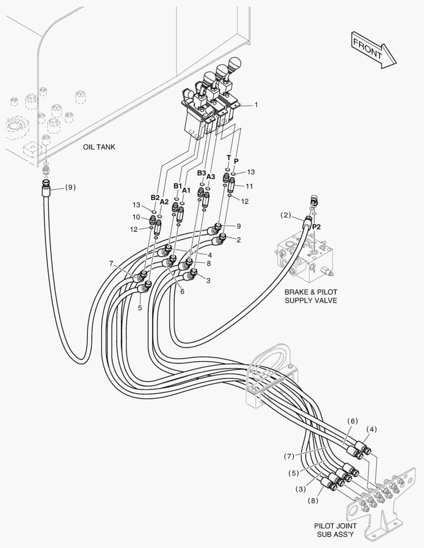 ТРУБОПРОВОД СЕРВОУПРАВЛЕНИЯ - ПАЛЕЦ + 3 КАТУШКИ