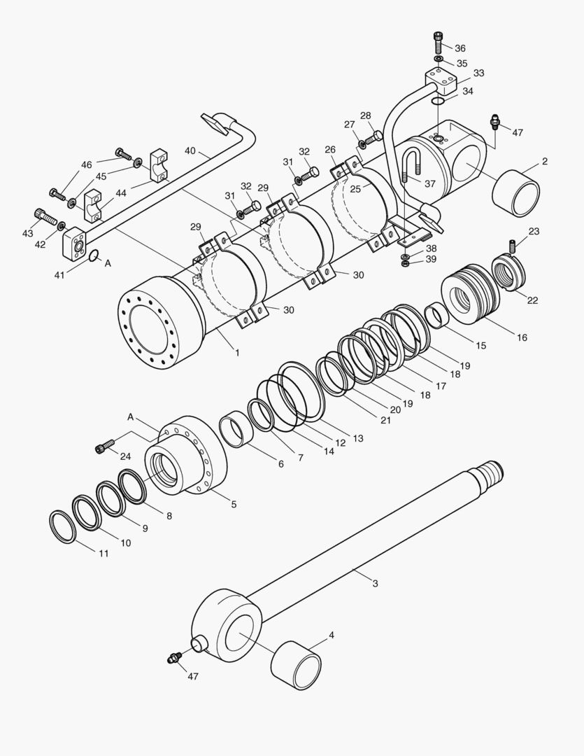 4390 BUCKET CYLINDER-ARM 6.0m [1001~1253]
