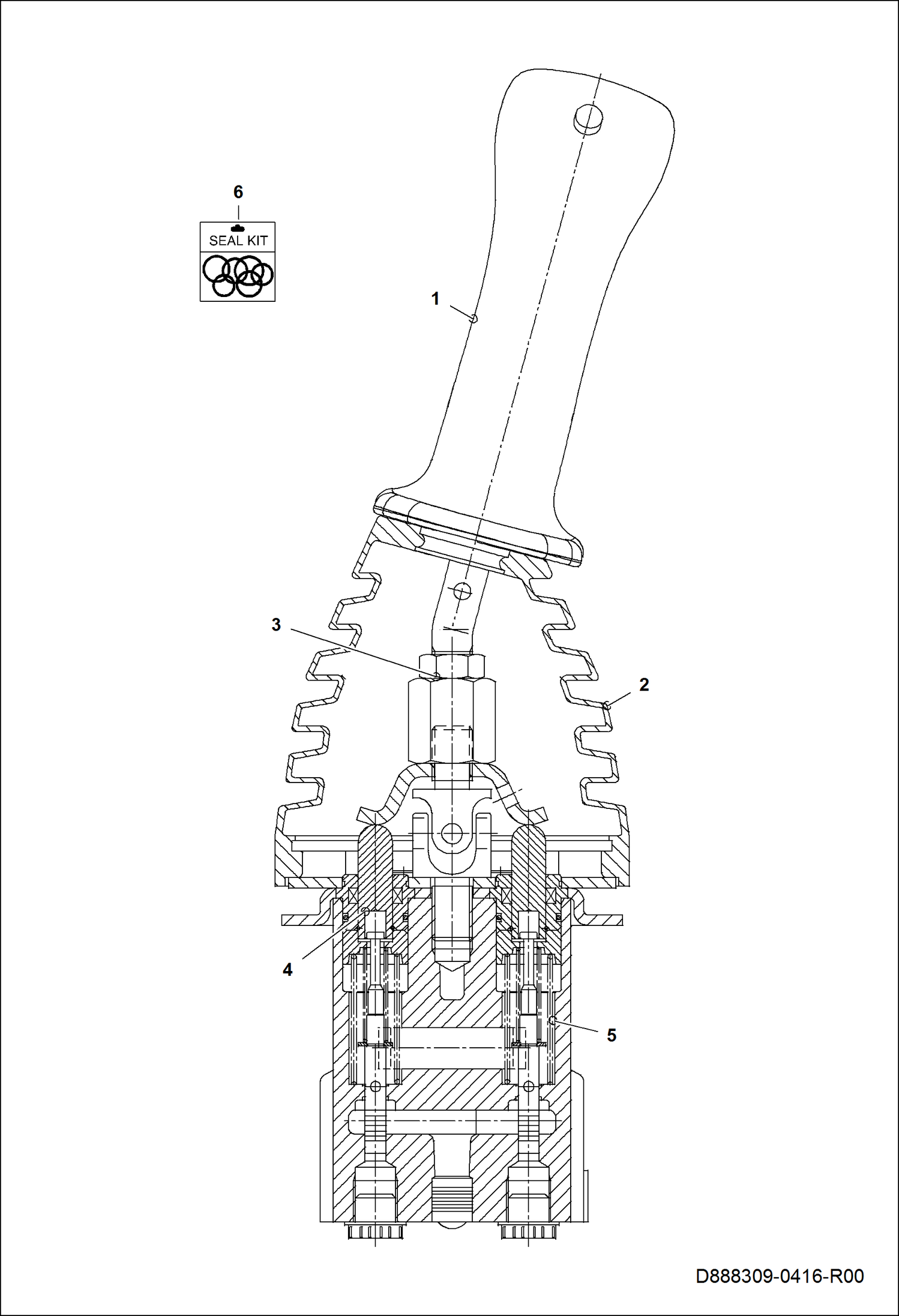 ДЖОЙСТИК УПРАВЛЕНИЯ ОБРАТНОЙ ЛОПАТОЙ - ЛЕВАЯ СТОРОНА