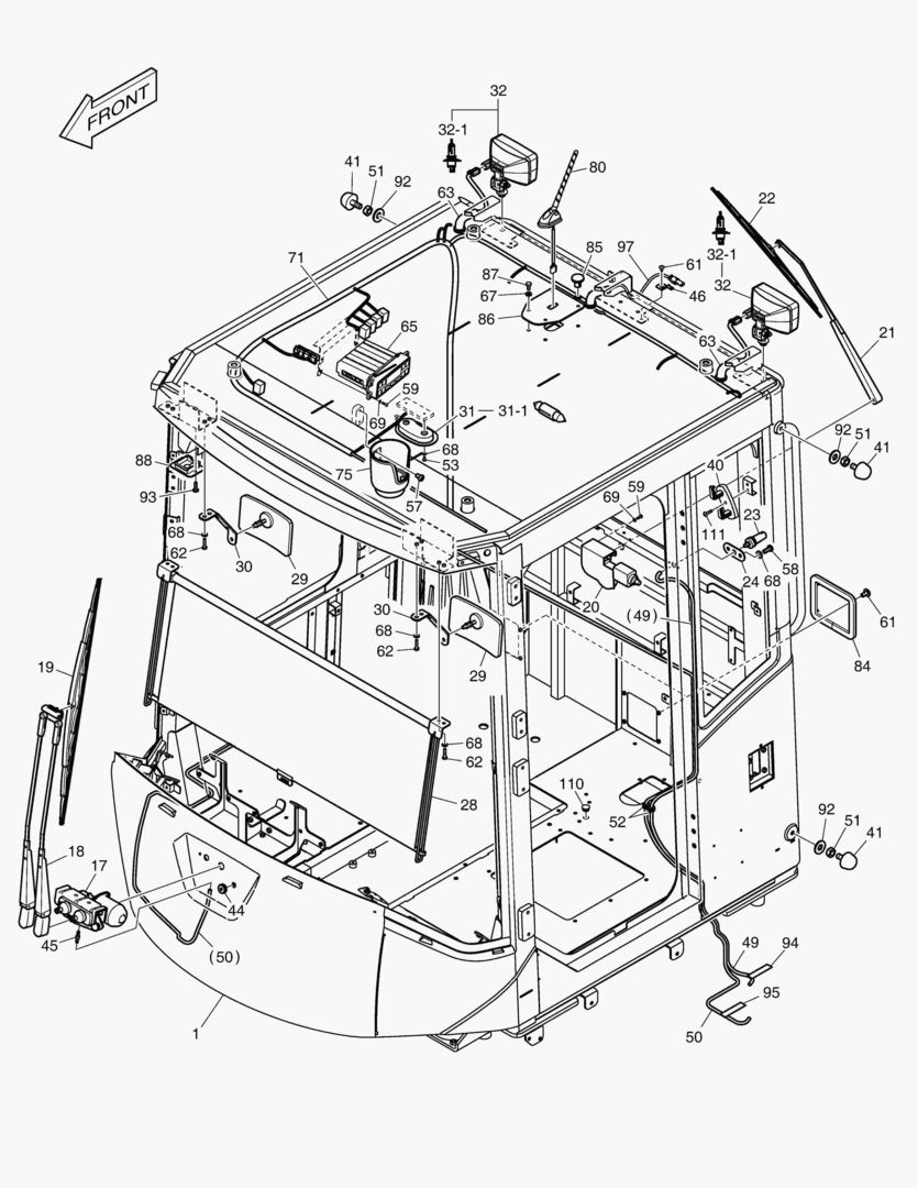 КАБИНА(1) - КОРПУС(БЕЗ КРЫШИ)
