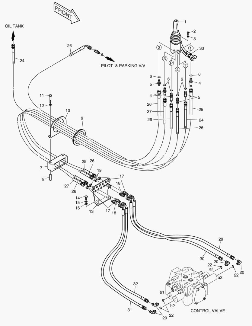 ТРУБОПРОВОД СЕРВОУПРАВЛЕНИЯ (ОДИН РЫЧАГ-2 КАТУШКИ)(А ТИП)
