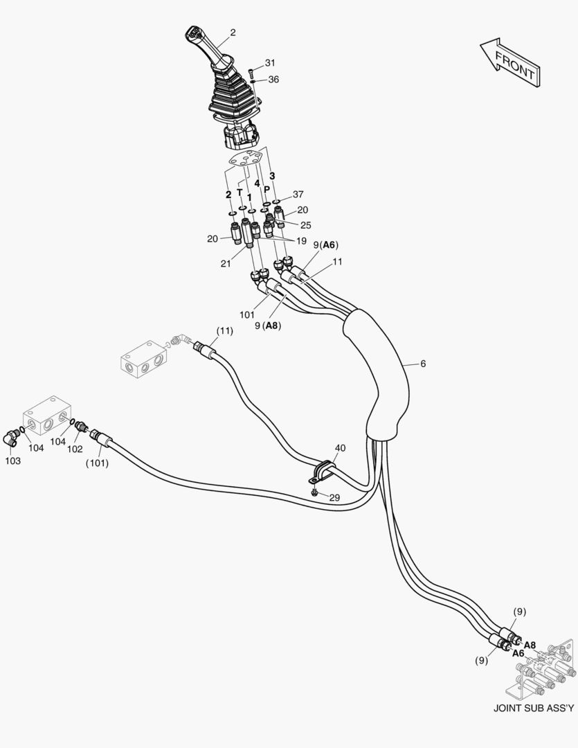 1390 PILOT PIPING(9) - JOYSTICK(R.H)