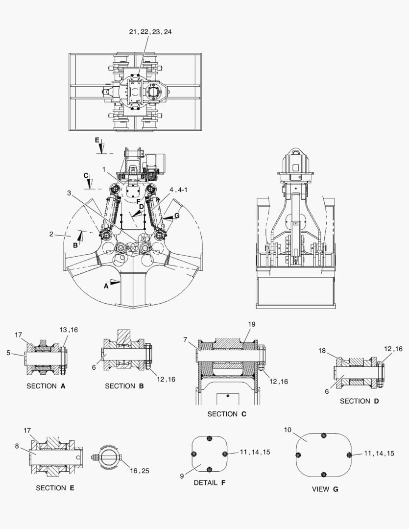 1100 CLAMSHELL BUCKET ASSEMBLY