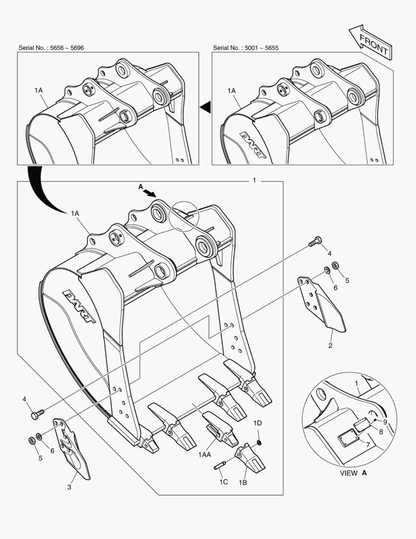 6520 BUCKET ASS`Y - 1.07mВі(48`) - SIDE PIN [5001~5945]