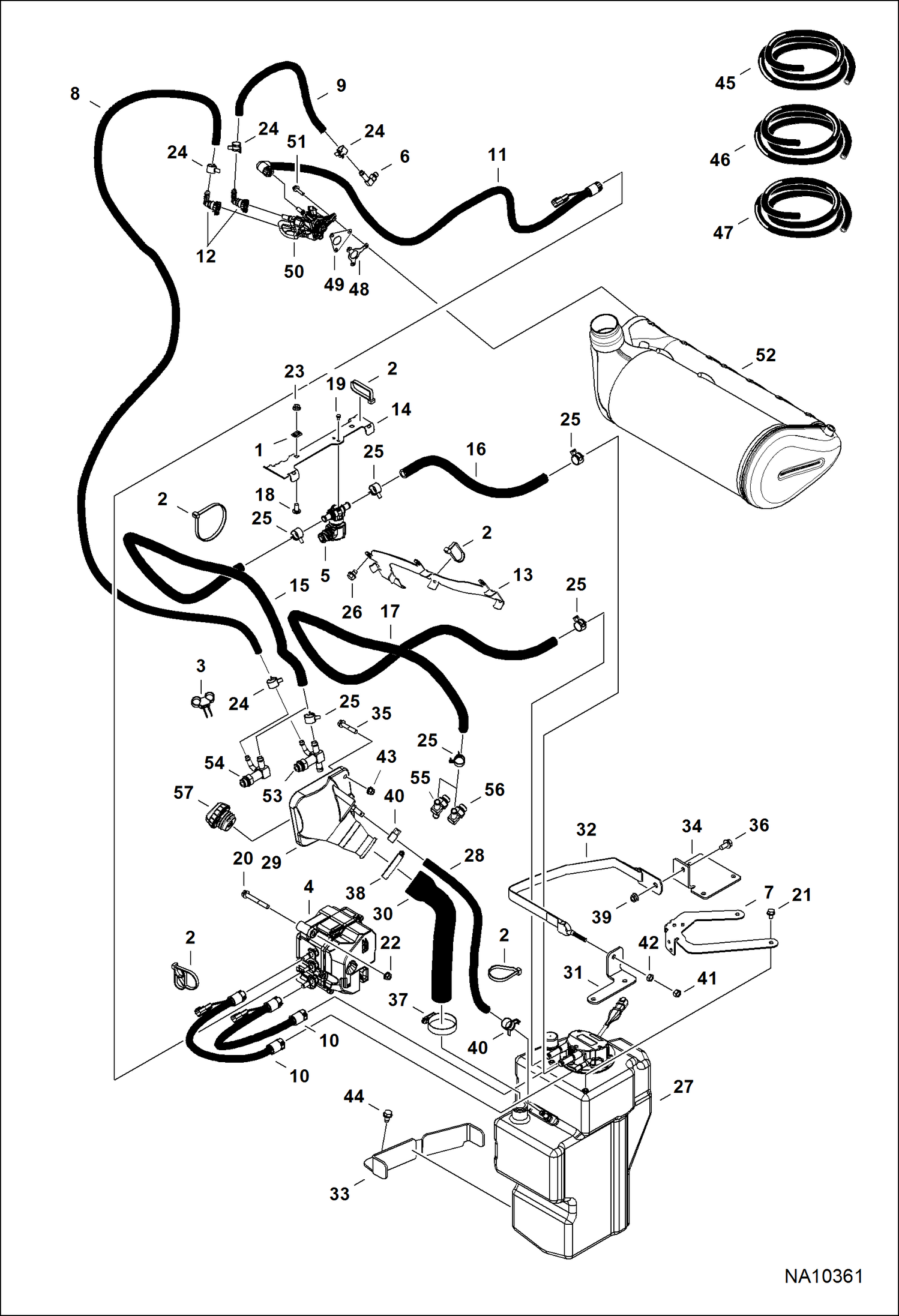 ДВИГАТЕЛЬ И КРЕПЕЖНЫЕ ДЕТАЛИ (CИСТЕМА SCR) (ПРОКЛАДКА ТРУБ)